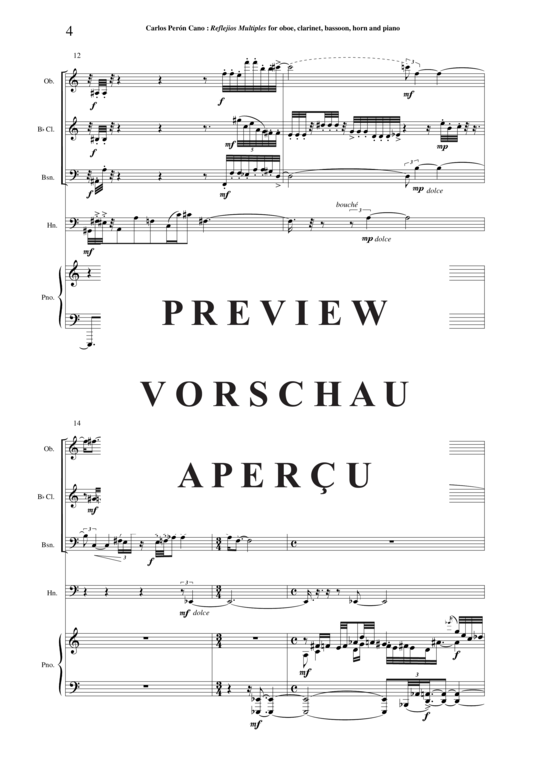 Produktgalerie: Seite 5 von 21 Refejos Multiples , , (Oboe, Klarinette, Fagott, Horn + Klavier)