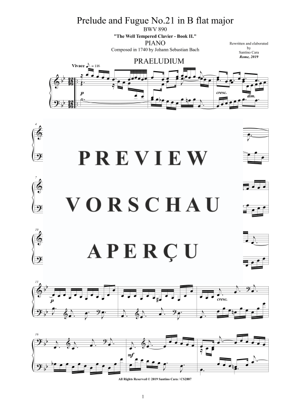 Product gallery: Page 2 of 9 Prelude and Fugue No. 21 in B flat major BWV 890, , Solo Piano