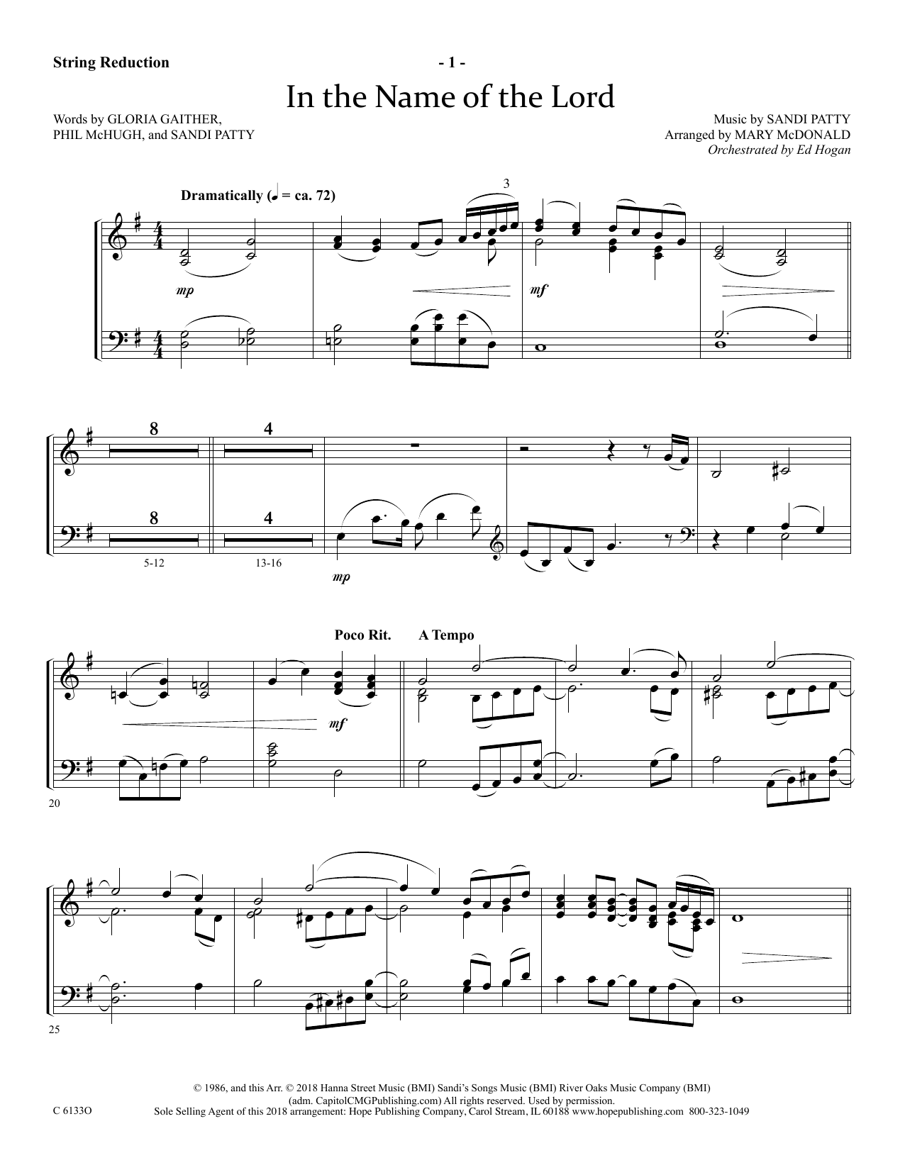 Product picture to: In The Name Of The Lord - Keyboard String Reduction