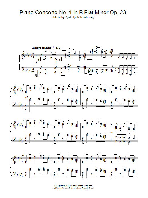 Product gallery: Page 1 of 1 Piano Concerto No. 1 in B Flat Minor Op. 23, Pyotr Il'yich Tchaikovsky