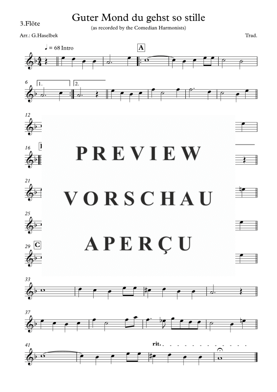Produktgalerie: Seite 7 von 8 Guter Mond du gehst so stille, , Flötenquartett