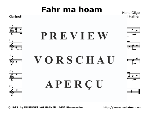 Product gallery: Page 5 of 9 Fahr ma hoam, , (Clarinet Quintet)