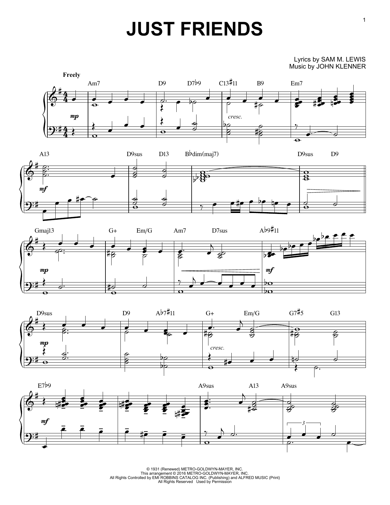 Product gallery: Page 1 of 1 Just Friends (arr. Brent Edstrom), Sam M. Lewis