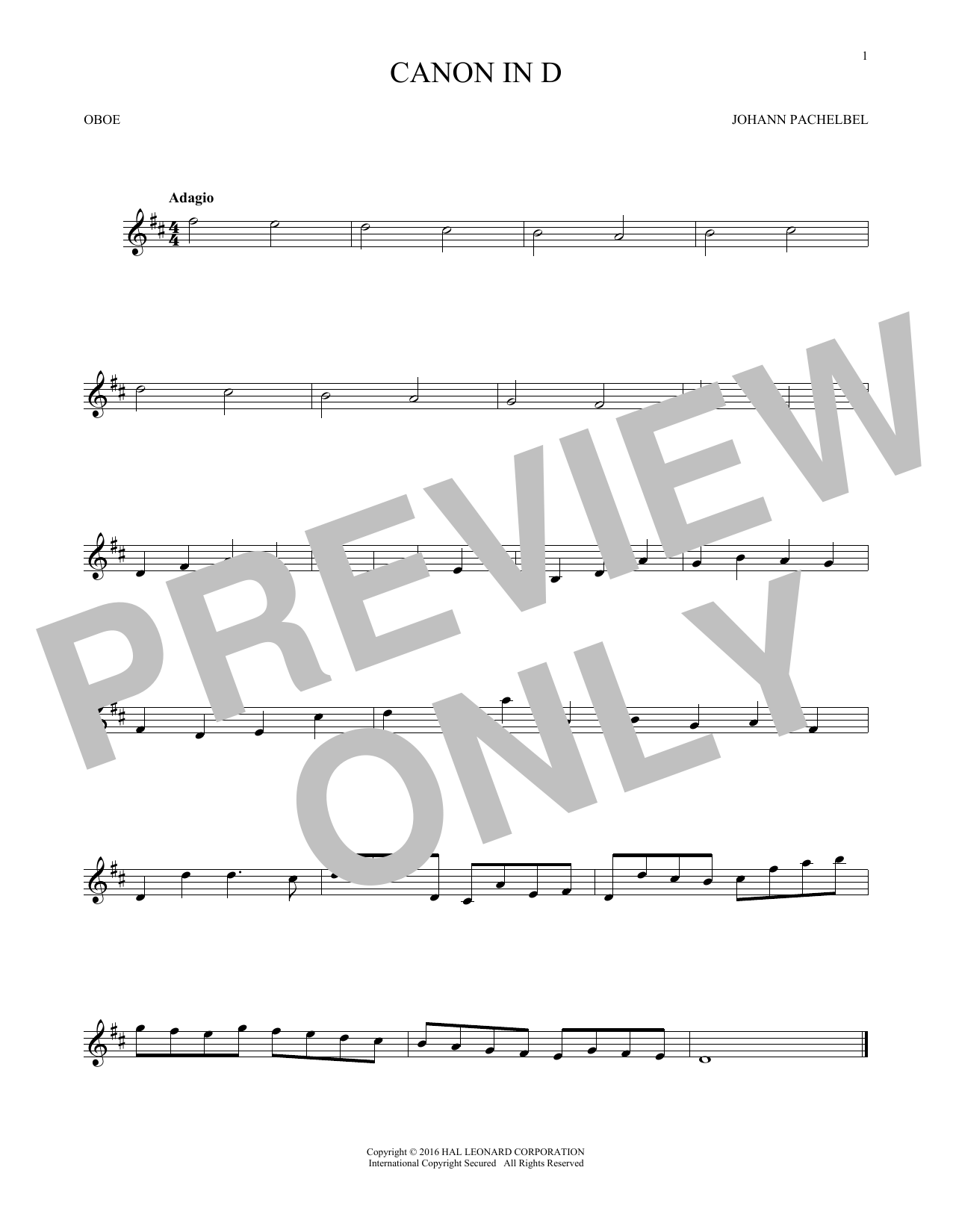 Produktgalerie: Seite 1 von 1 Canon In D, Johann Pachelbel, Oboe