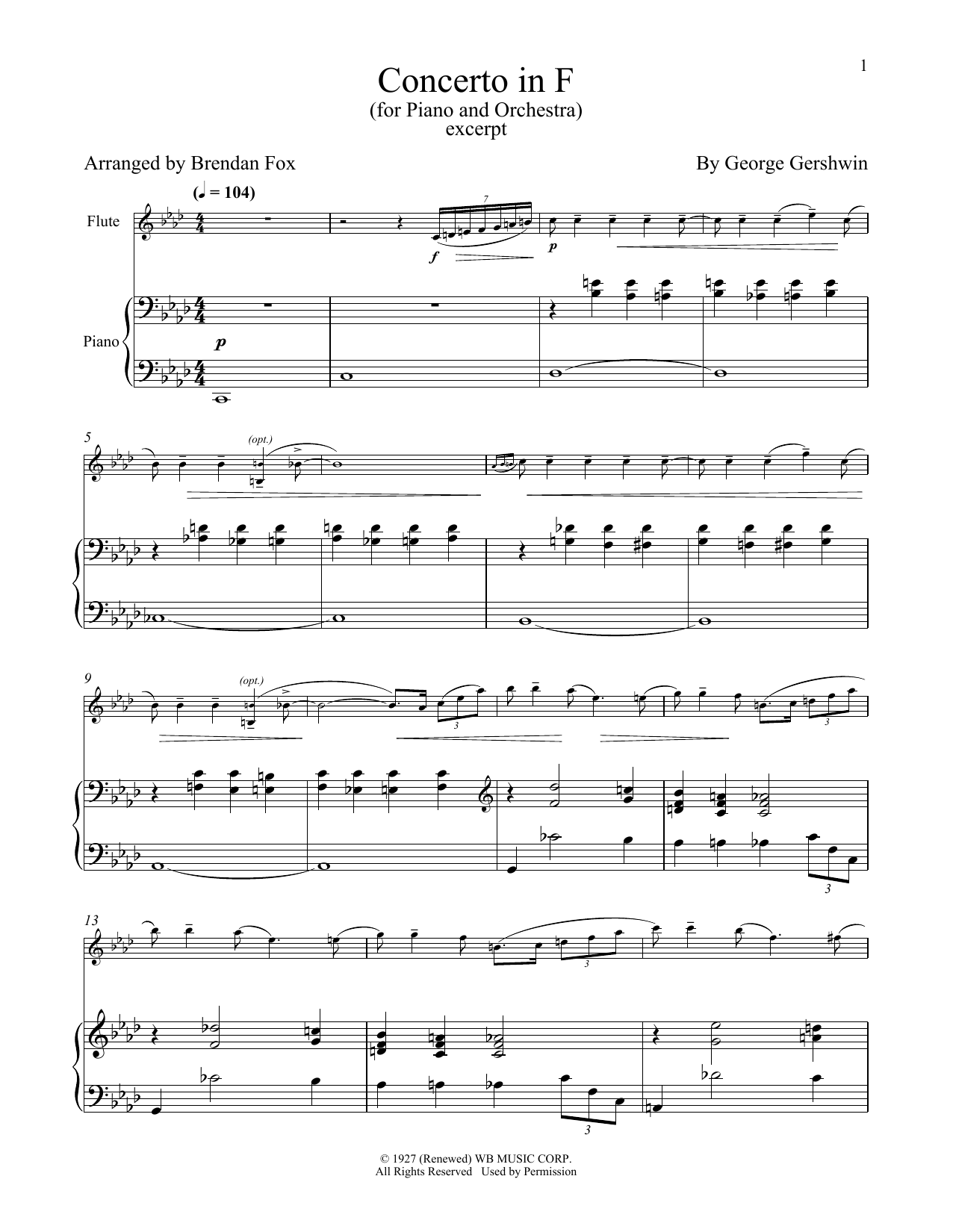 Product gallery: Page 1 of 1 Concerto In F (For Piano & Orchestra) (excerpt), George Gershwin