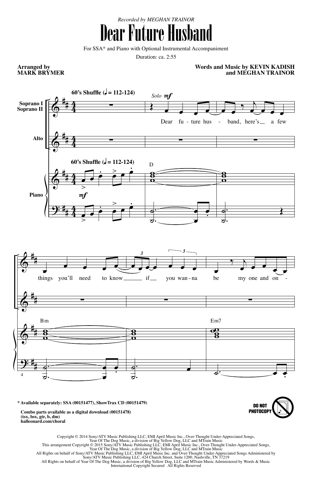 Produktgalerie: Seite 1 von 1 Dear Future Husband, Mark Brymer, Chor