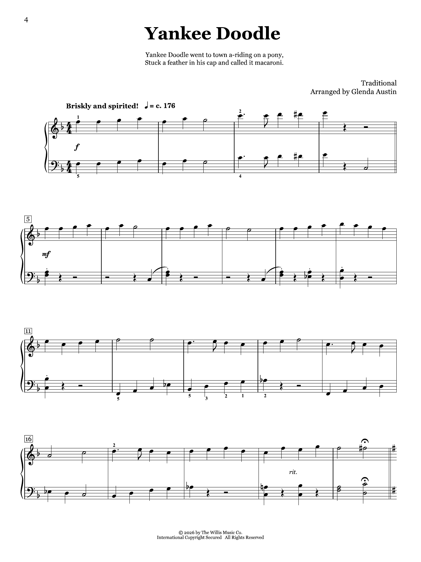 Product picture to: Yankee Doodle (arr. Glenda Austin)