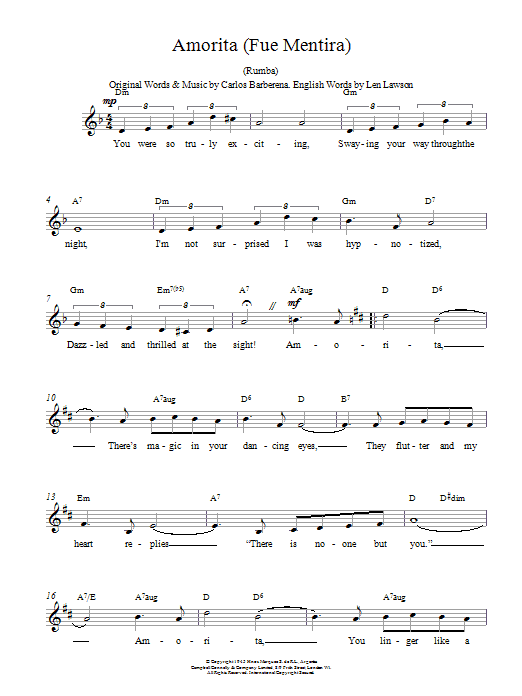 Produktgalerie: Seite 1 von 1 Amorita (Fue Mentira), Carlos Barberena, Melodieinstrument