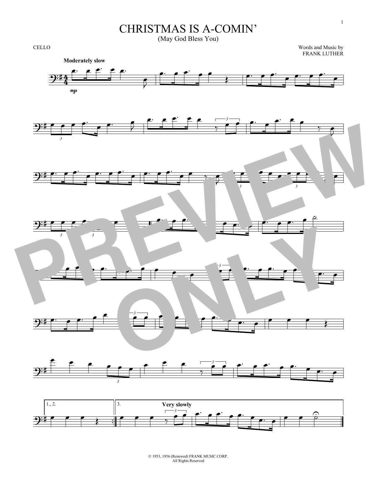 Produktgalerie: Seite 1 von 1 Christmas Is A-Comin' (May God Bless You), Frank Luther, Violoncello