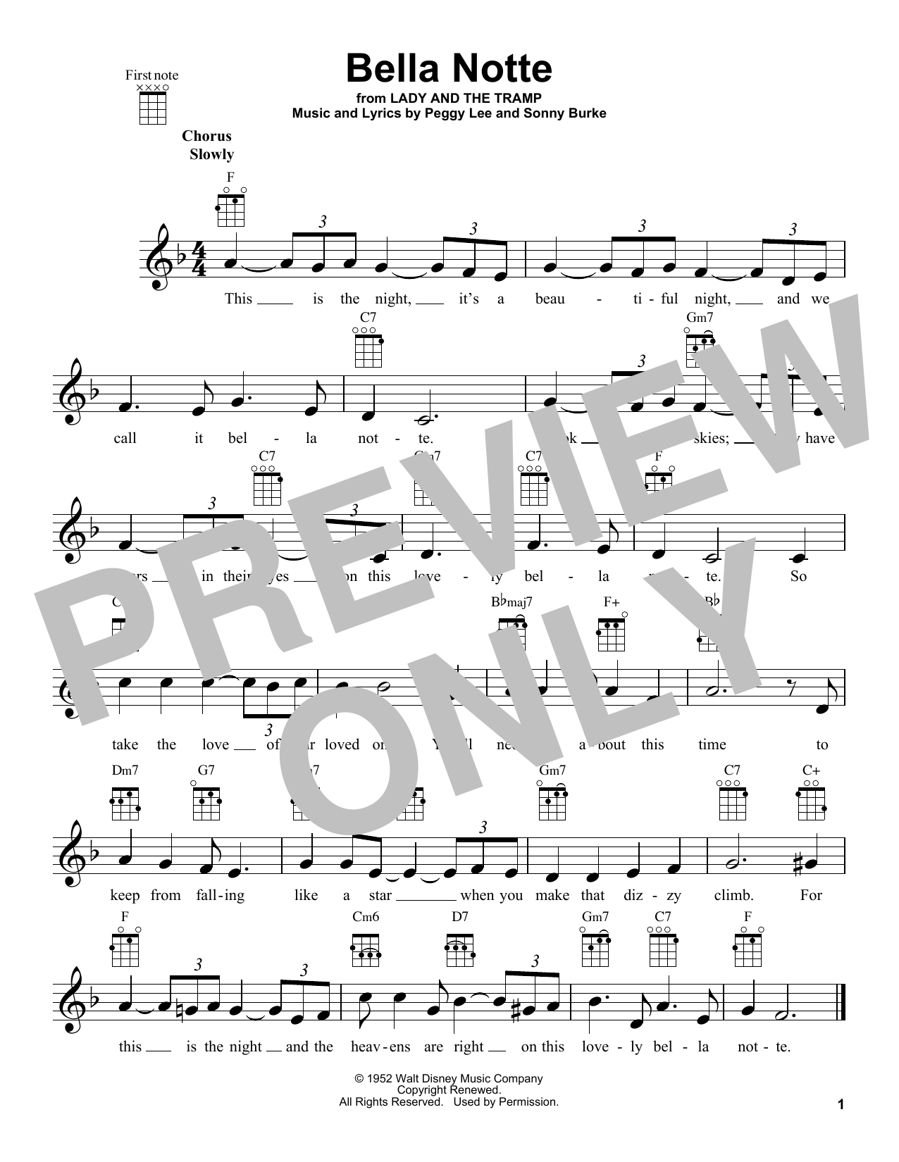 Product gallery: Page 1 of 1 Bella Notte (This Is The Night) (from Lady And The Tramp), Peggy Lee