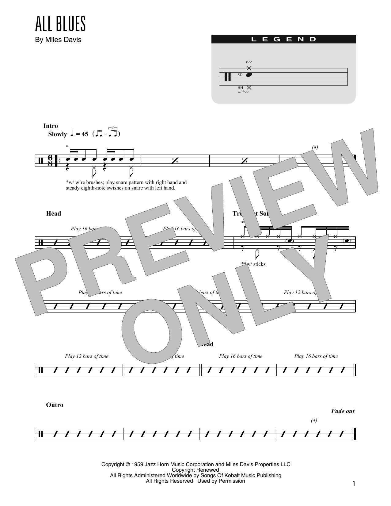 Product gallery: Page 1 of 1 All Blues (arr. Kennan Wylie), Miles Davis