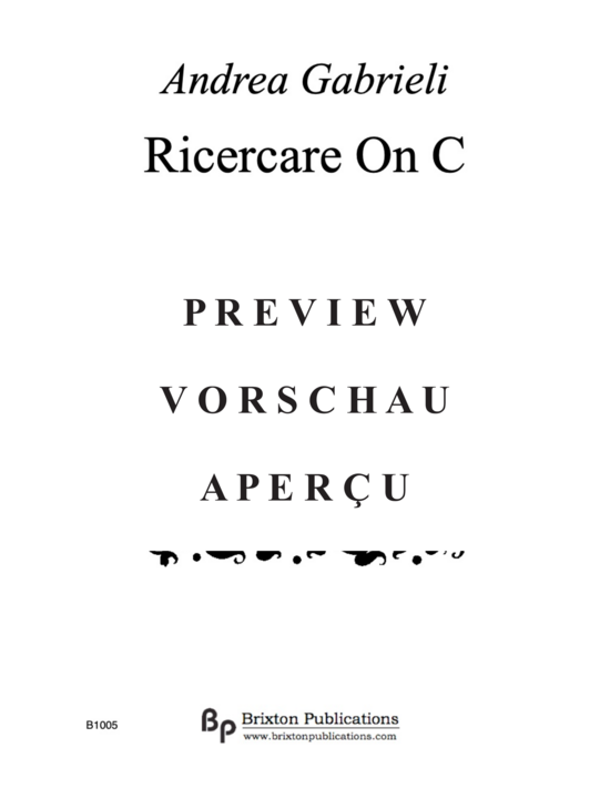 gallery: Ricercare on C , , (4 Flöten in C)