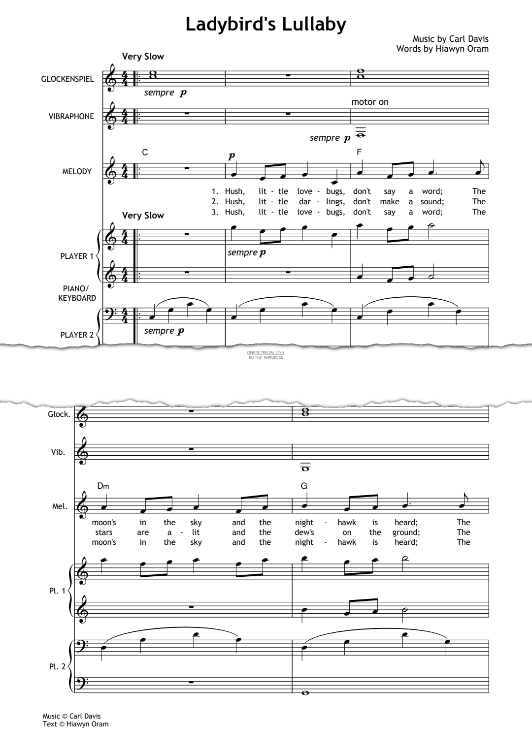 Produktgalerie: Seite 1 von 1 Ladybird's Lullaby, Carl Davis, Chor, Klavier, Vibraphon