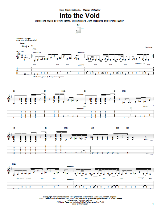 Produktgalerie: Seite 1 von 1 Into The Void, Black Sabbath, Gitarre