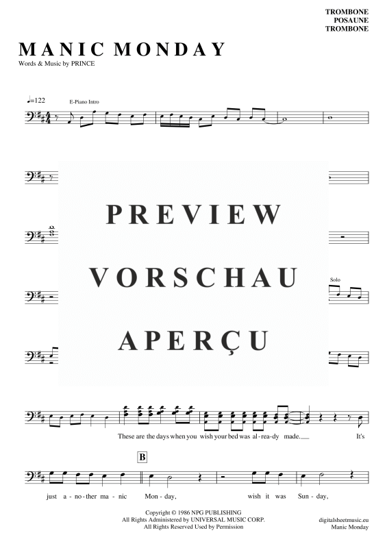 Product gallery: Page 2 of 4 Manic Monday , Bangles, (Posaune / Bariton)