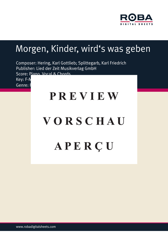 Product gallery: Page 2 of 3 Morgen, Kinder, wird's was geben , , Piano and Voice