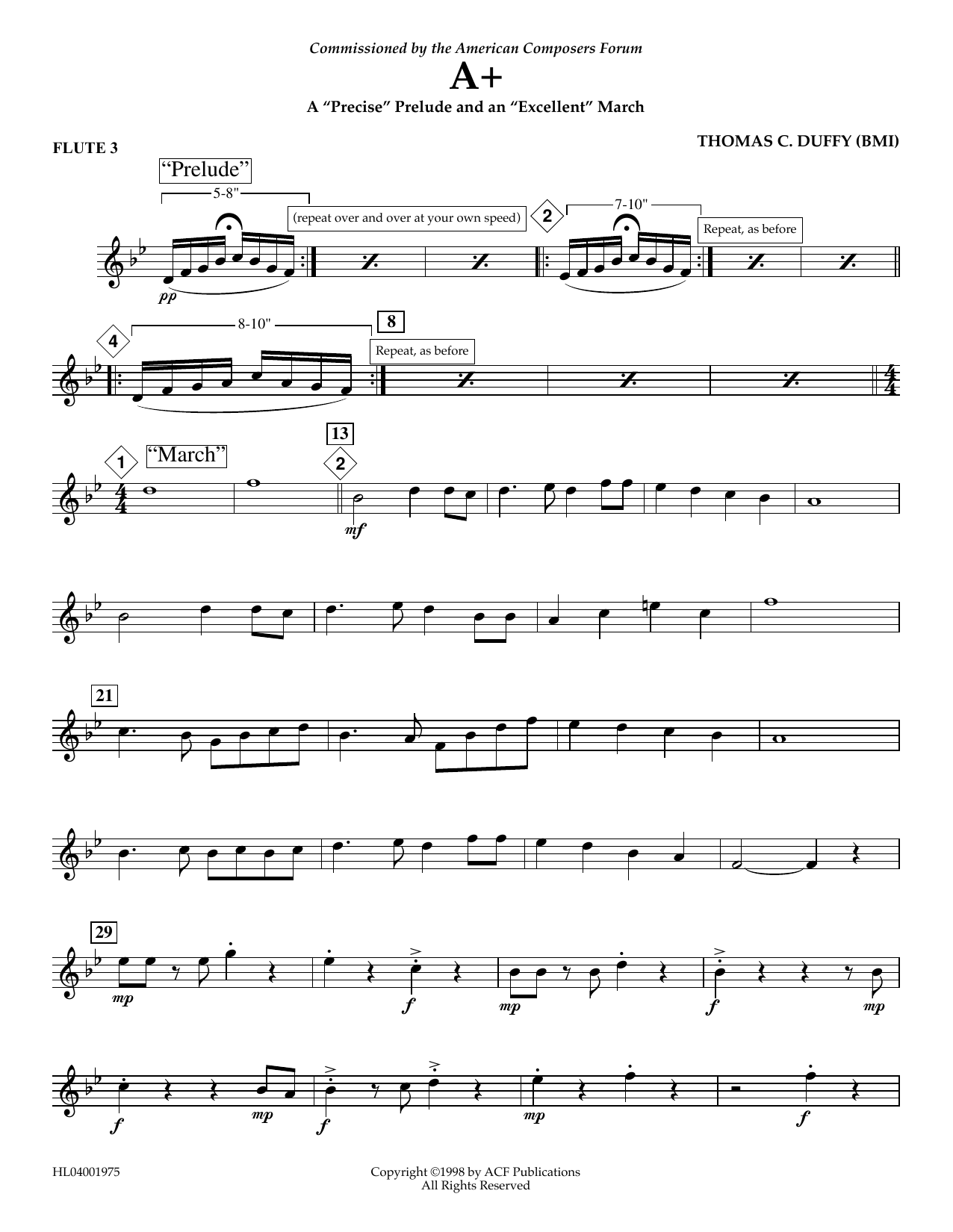 Product picture to: A+: A "Precise" Prelude and an "Excellent" March - Flute 3 (subst. oboe)