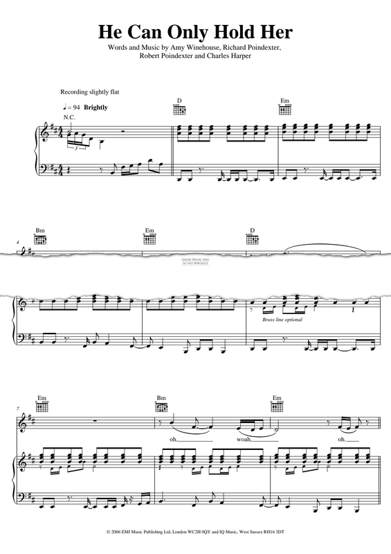 Produktgalerie: Seite 1 von 1 He Can Only Hold Her, Amy Winehouse, Gesang, Gitarre, Klavier