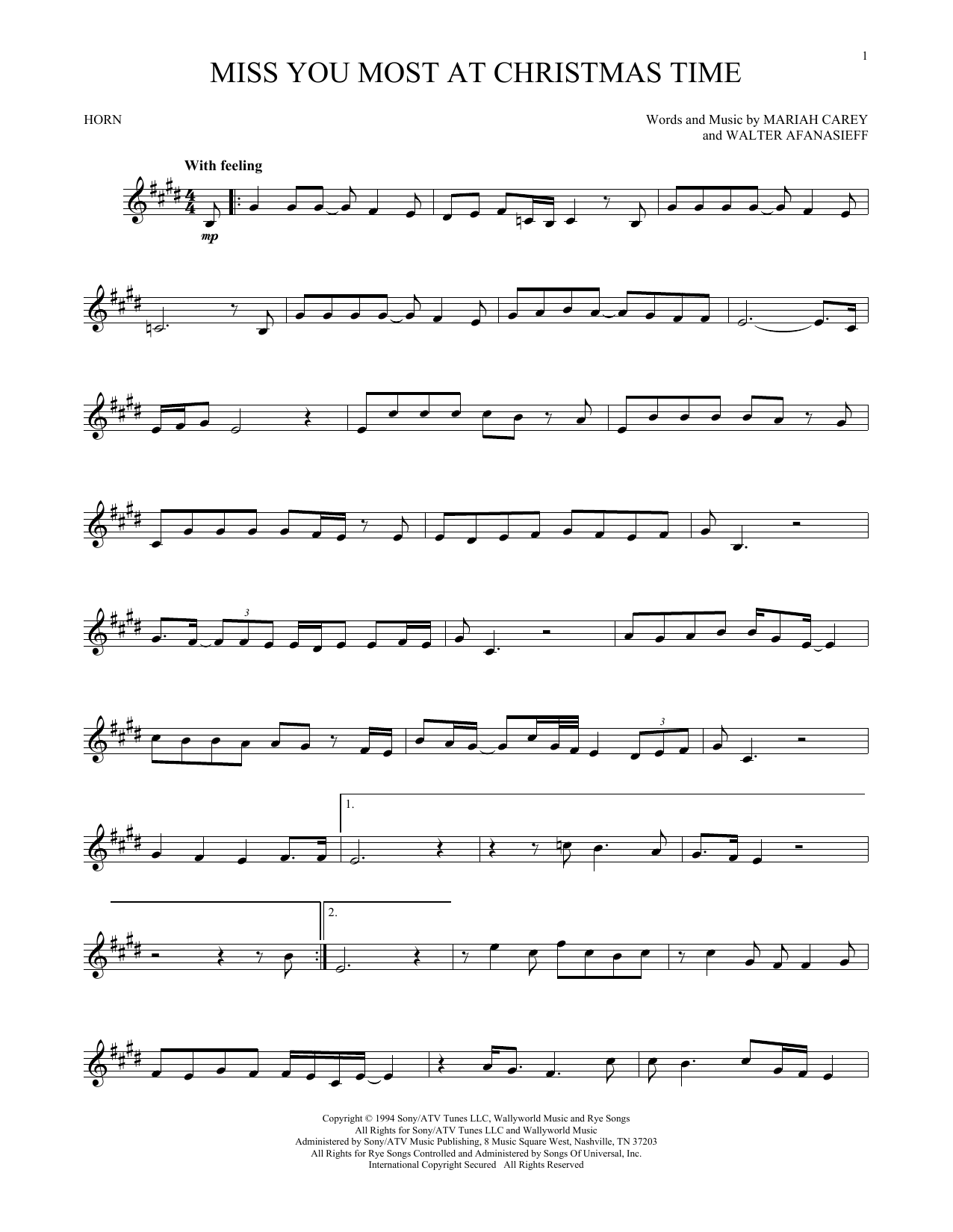 Produktgalerie: Seite 1 von 1 Miss You Most At Christmas Time, Mariah Carey, Horn