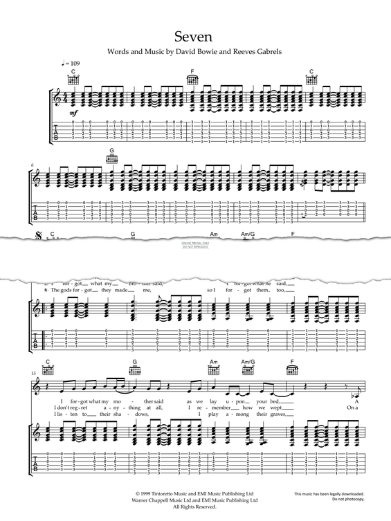 Produktgalerie: Seite 1 von 1 Seven, David Bowie, Gesang, Gitarre