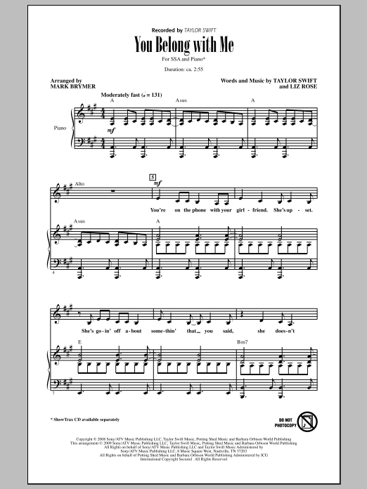 Produktgalerie: Seite 1 von 1 You Belong With Me, Mark Brymer, Chor