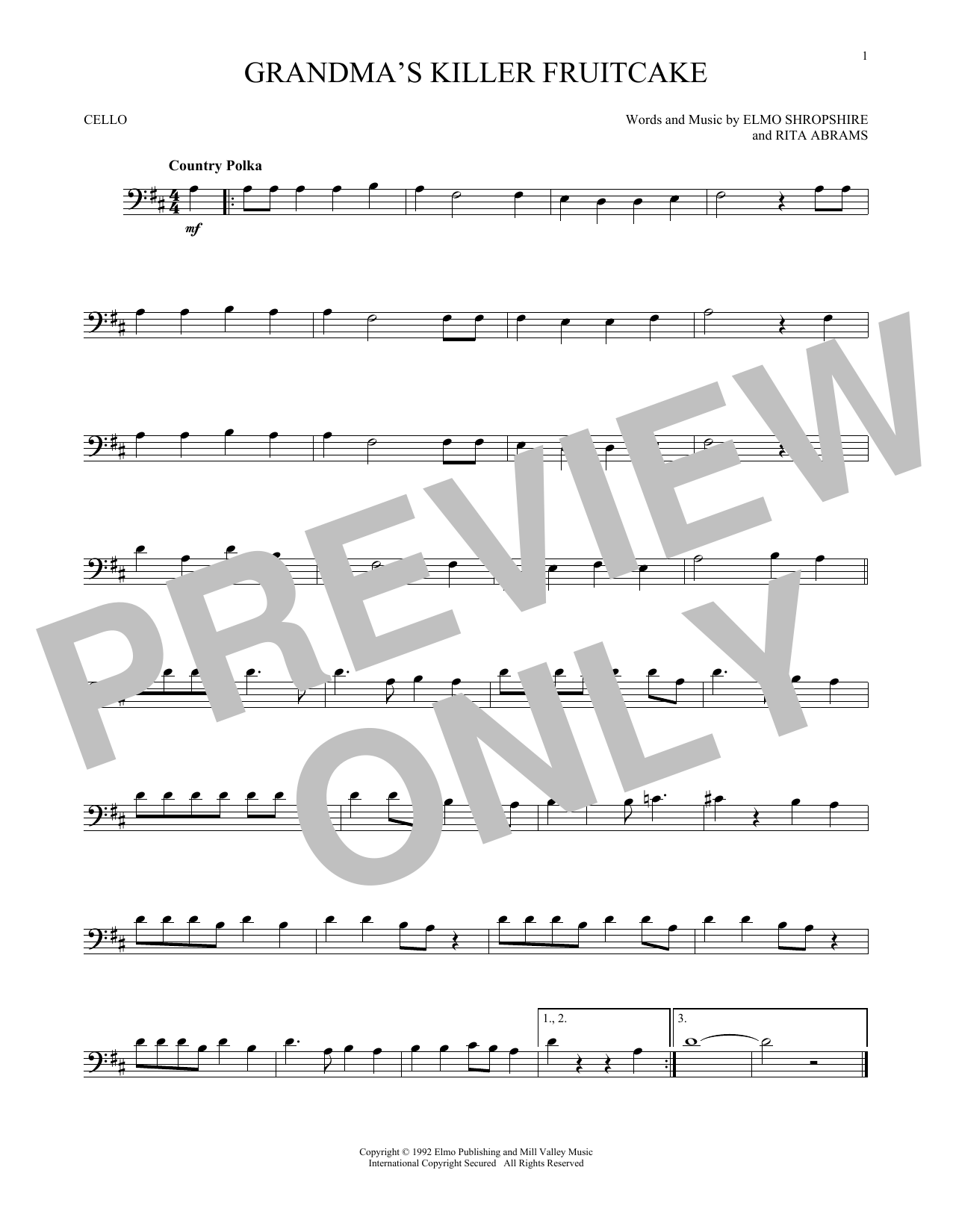 Produktgalerie: Seite 1 von 1 Grandma's Killer Fruitcake, Elmo Shropshire, Violoncello