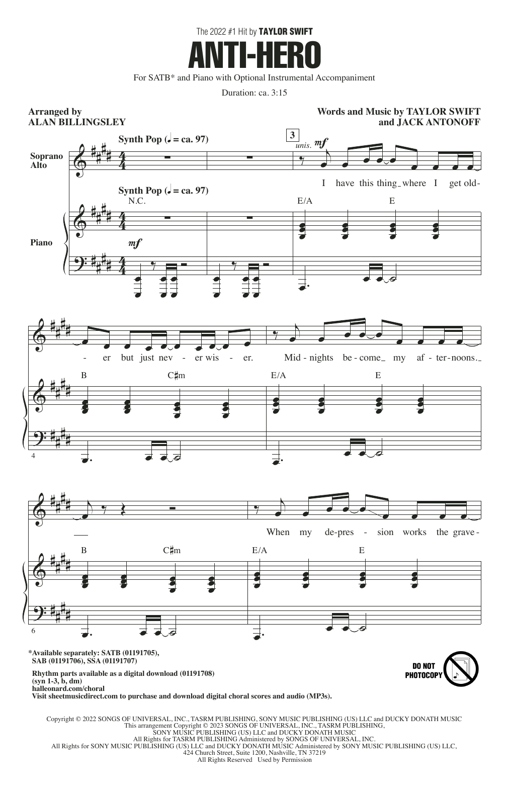 Produktbild zu: Anti-Hero (arr. Alan Billingsley)