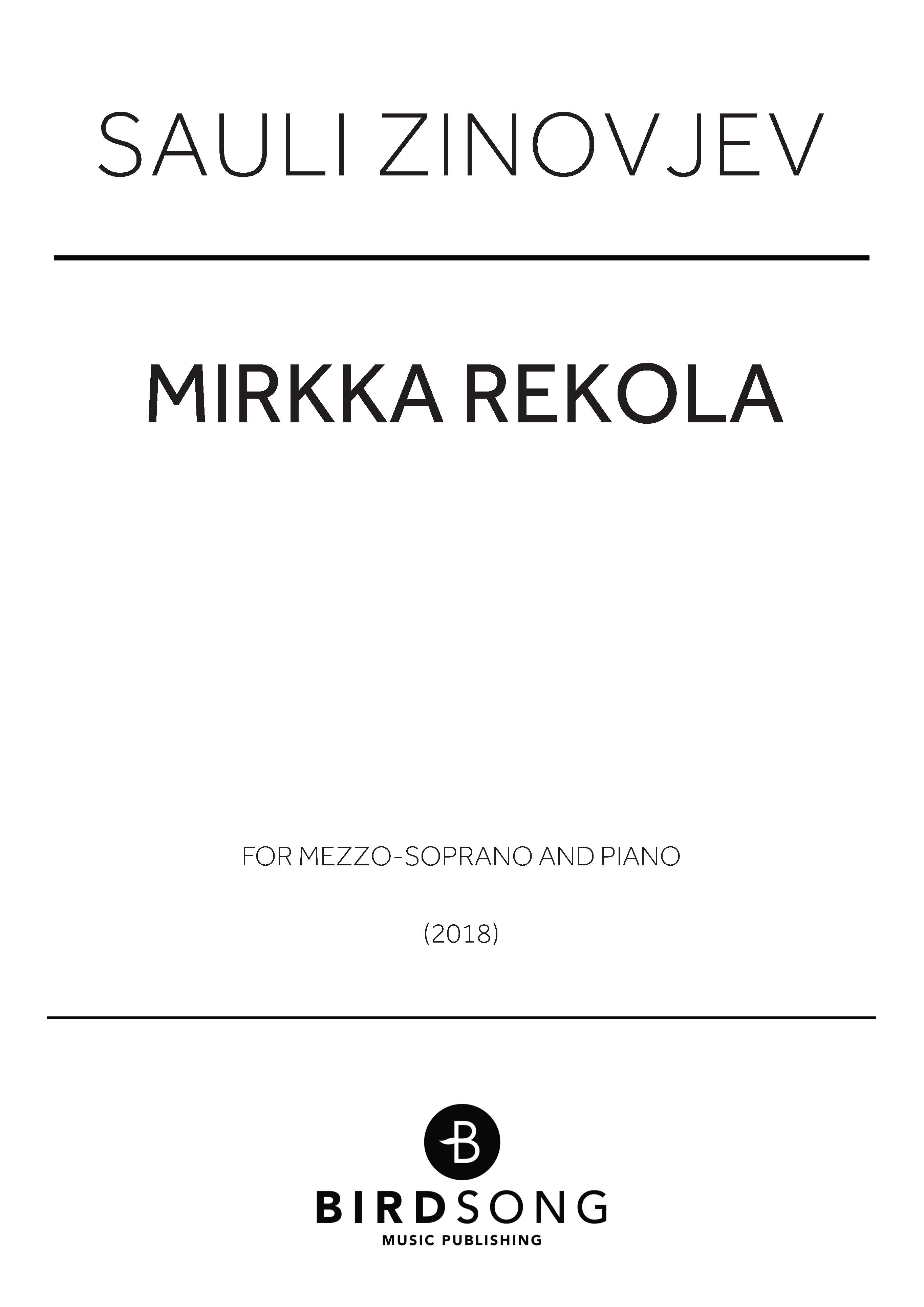 Produktbild zu: Mirkka Rekola Songs