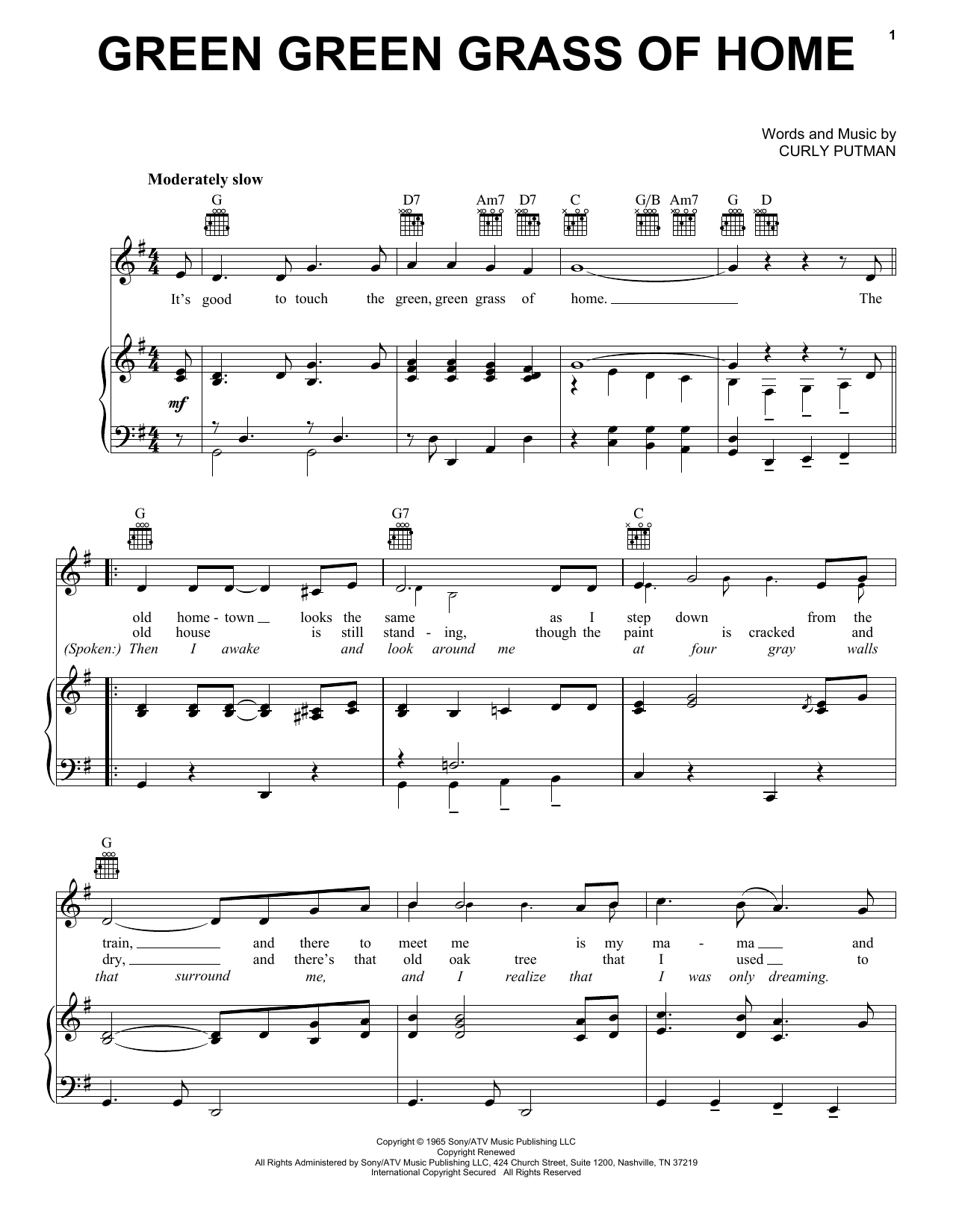 Produktgalerie: Seite 1 von 1 Green Green Grass Of Home, Porter Wagoner, Gesang, Gitarre, Klavier