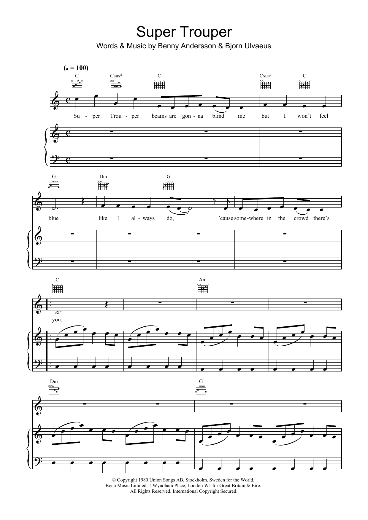 Produktgalerie: Seite 1 von 1 Super Trouper, ABBA, Gesang, Gitarre, Klavier