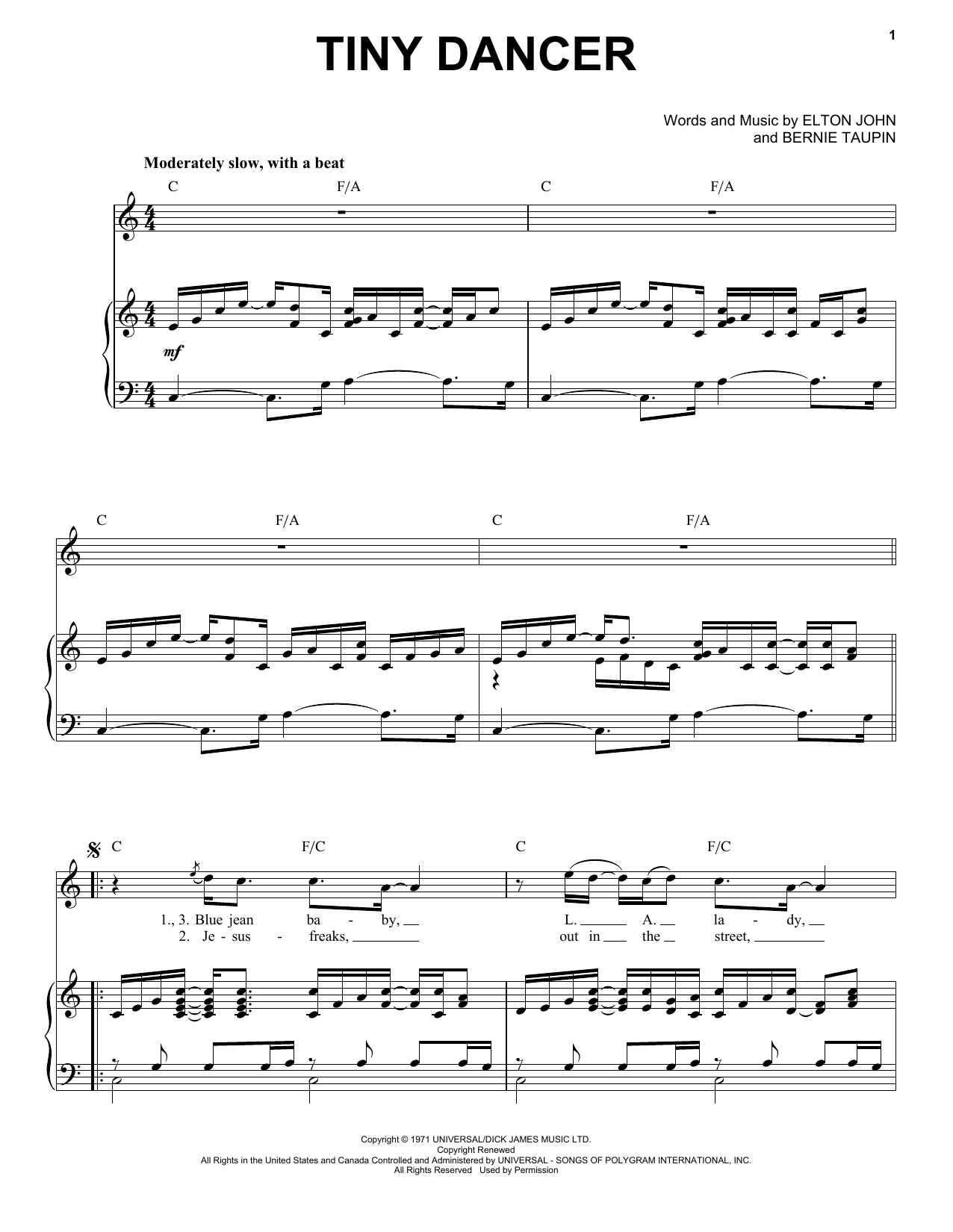 Produktgalerie: Seite 1 von 1 Tiny Dancer, Elton John, Gesang, Klavier