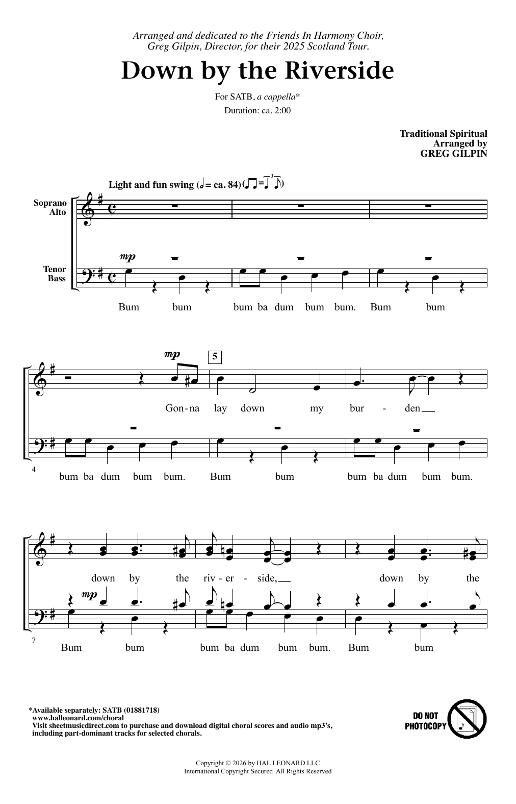 Produktgalerie: Seite 1 von 1 Down By The Riverside (arr. Greg Gilpin), Traditional Spiritual, Chor