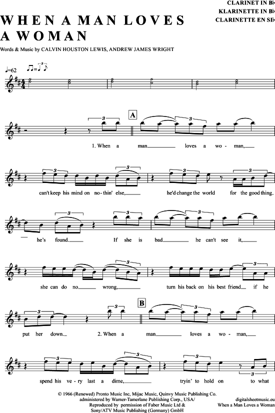 Product gallery: Page 1 of 4 When a man loves a woman , Sledge, Percy, Clarinet in B-flat