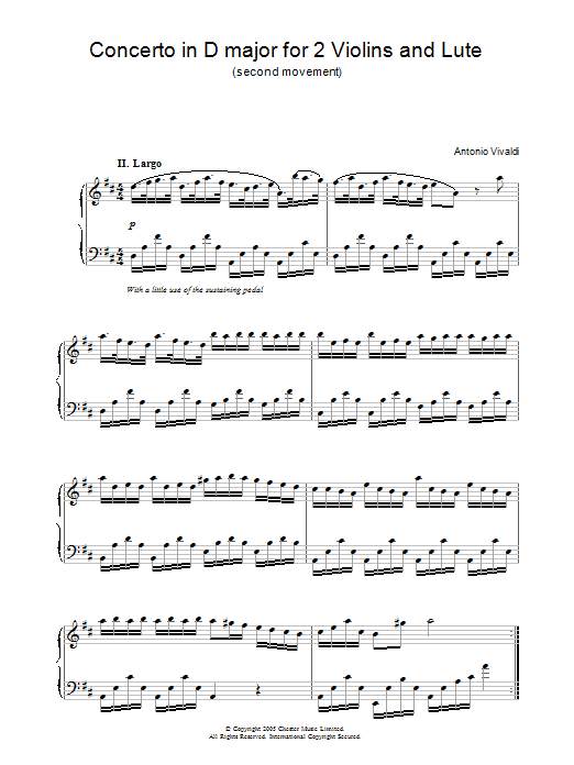 Product picture to: Concerto in D major for 2 Violins and Lute (second movement)