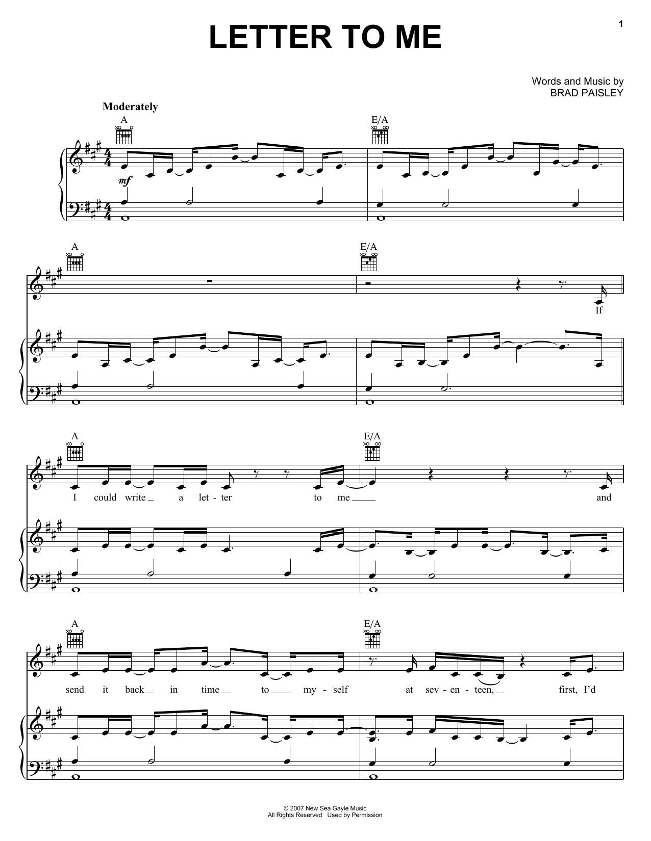 Produktgalerie: Seite 1 von 1 Letter To Me, Brad Paisley, Gesang, Gitarre, Klavier