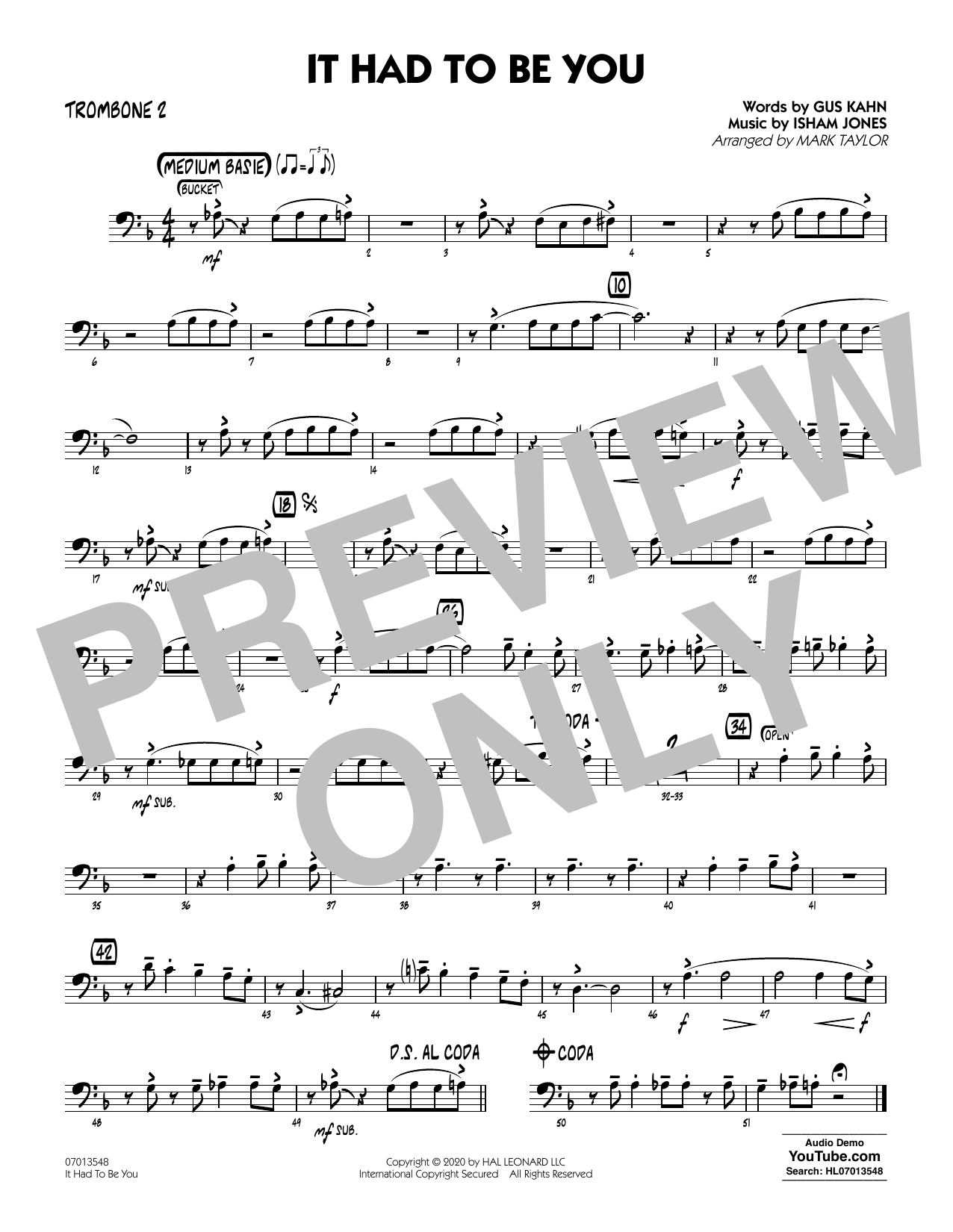 Produktgalerie: Seite 1 von 1 It Had to Be You (arr. Mark Taylor) - Trombone 2, 