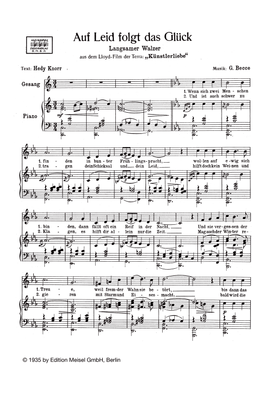 Produktbild zu: Auf Leid folgt das GlückWalzer aus dem Film: Künstlerliebe