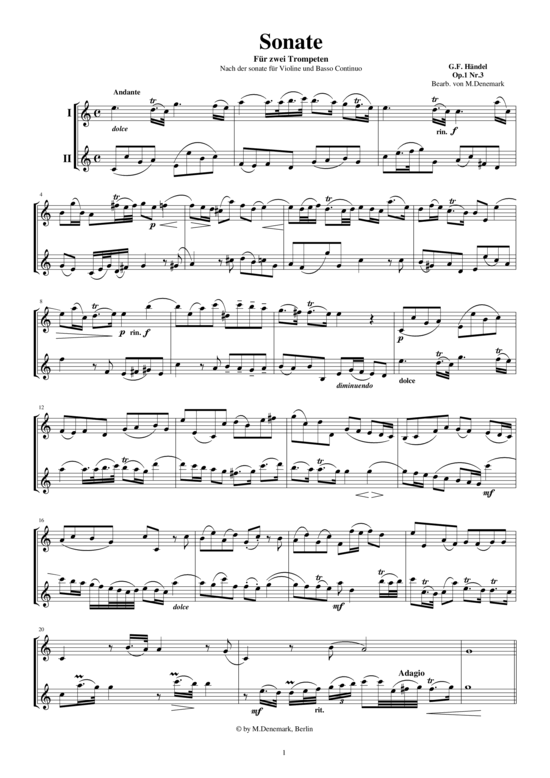 Sonate für zwei Trompeten op.1 Nr. 3