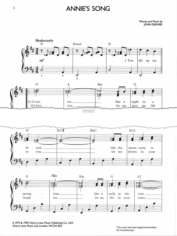 Produktbild zu: Annie's Song