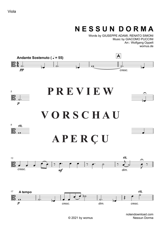 Produktgalerie: Seite 12 von 17 Nessun Dorma , , (Streicher Quintett/Ensemble)