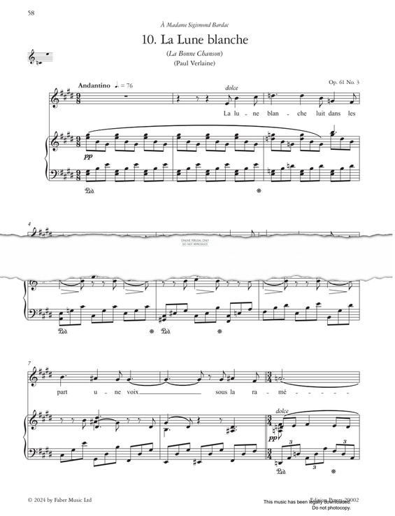 Produktgalerie: Seite 1 von 1 La Lune Blanche Op.61, No.3, Gabriel Fauré, Gesang, Klavier