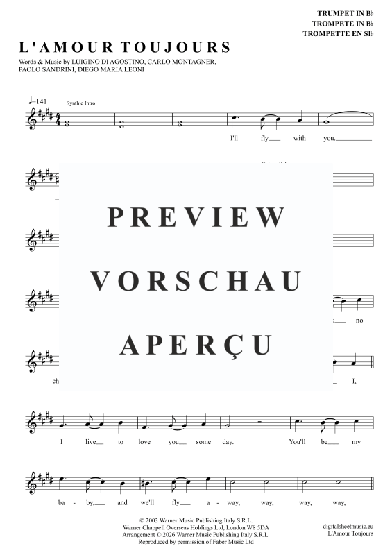 Produktgalerie: Seite 2 von 6 L'Amour Toujours, Gigi D'Agostino, Trompete in B