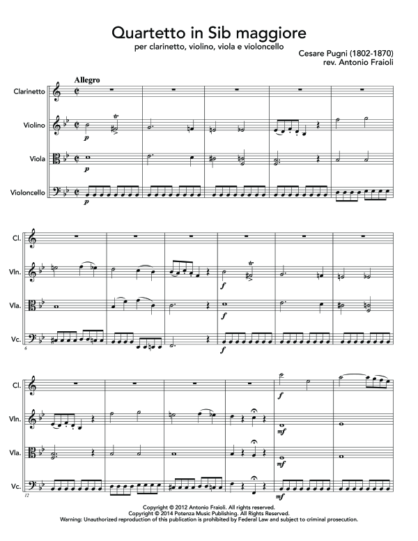 gallery: Quartetto in Sib maggiore, , (quartet clarinet solo and string trio)