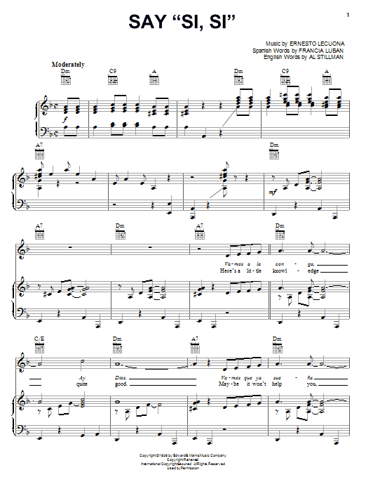 Produktgalerie: Seite 1 von 1 Say "Si, Si", Ernesto Lecuona, Gesang, Gitarre, Klavier