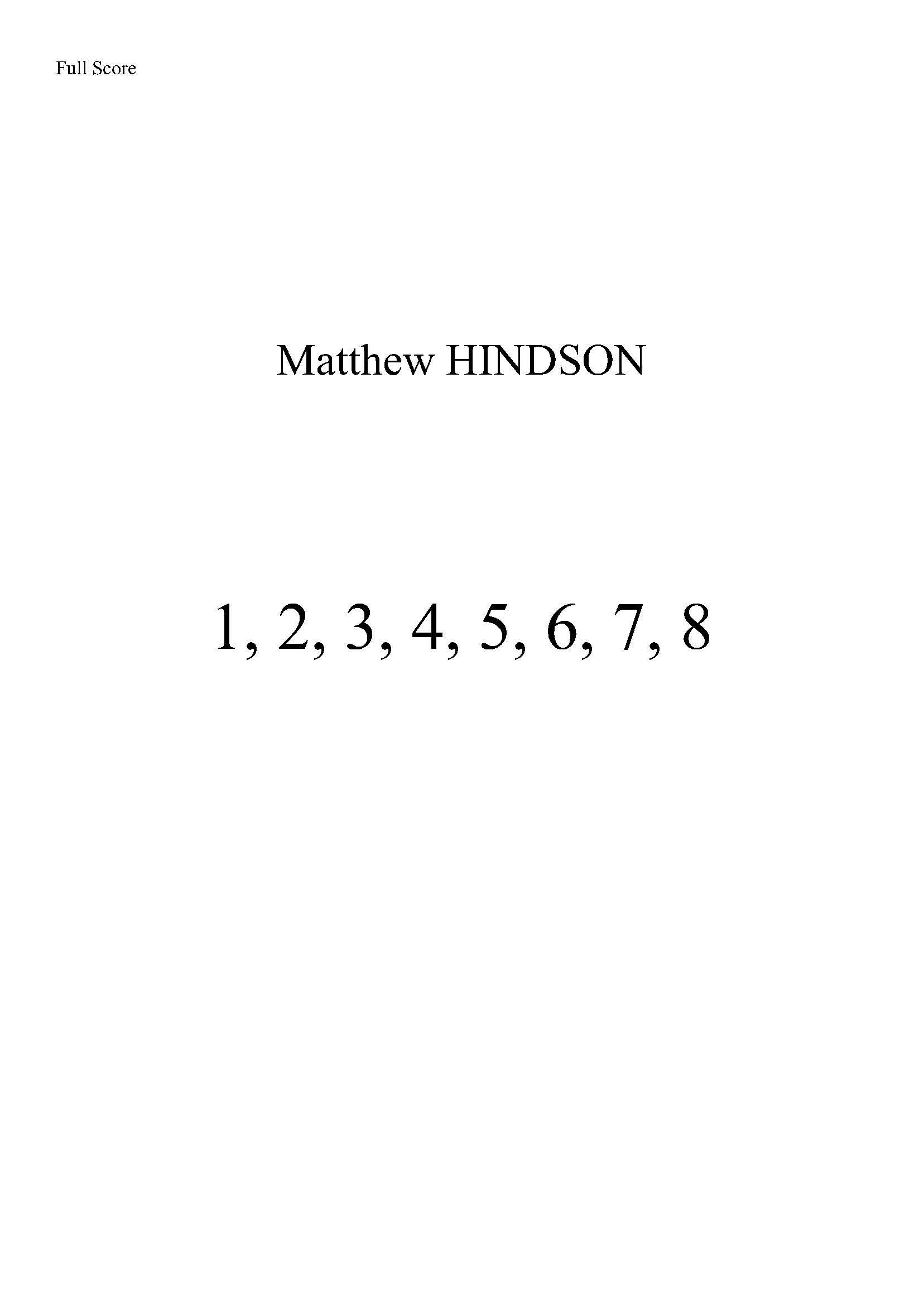 cover: 1,2,3,4,5,6,7,8, Matthew Hindson, Violine, Violoncello