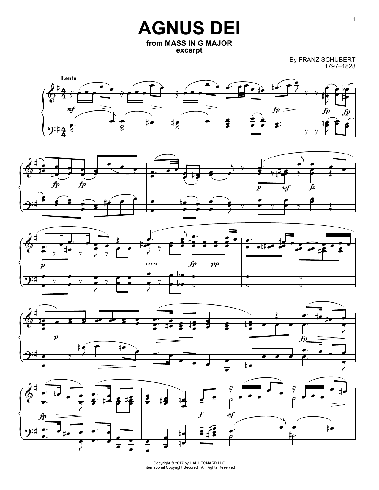 Product gallery: Page 1 of 1 Agnus Dei, Franz Schubert