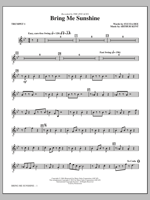 Produktgalerie: Seite 1 von 1 Bring Me Sunshine - Bb Trumpet 1, Kirby Shaw, Chor