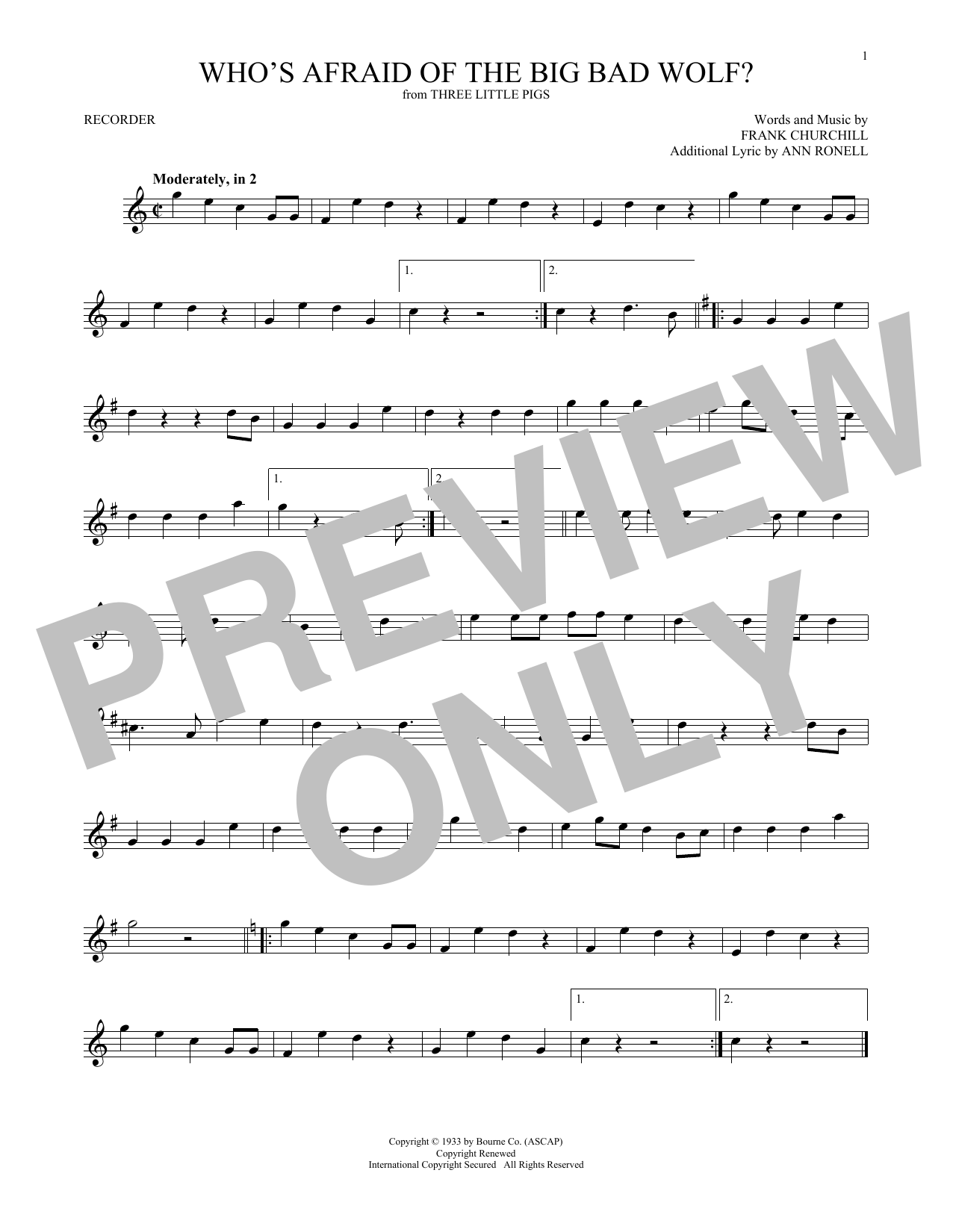 Product gallery: Page 1 of 1 Who's Afraid Of The Big Bad Wolf? (from Three Little Pigs), Frank Churchill