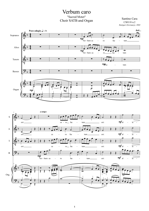 Produktbild zu: Verbum caro - MotetteSantino Cara