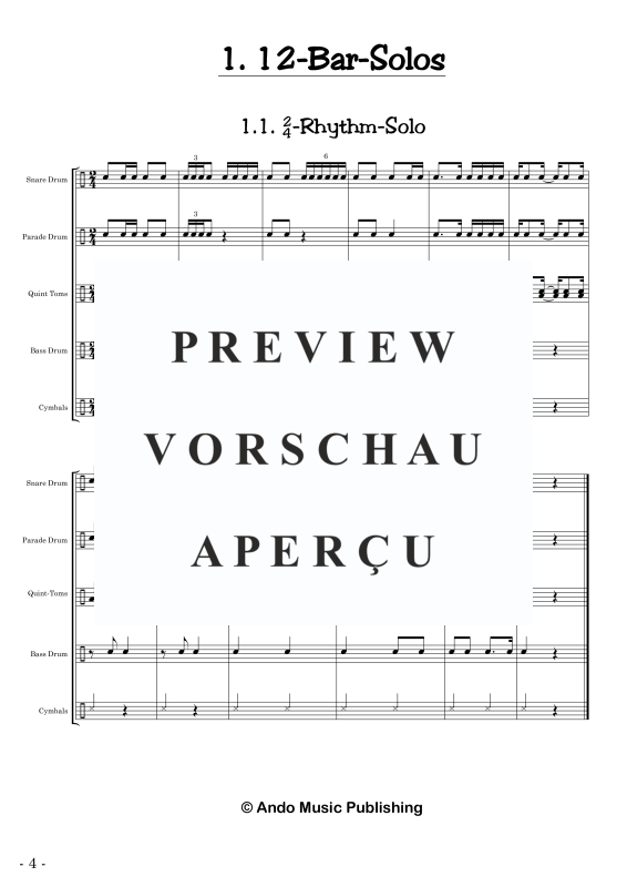 gallery: Solos for Marching Drums - Volume 2, , 40 Solo Pieces for Marching Drums: Snare Drum, Parade Drum, Bass Drum, Tom Toms and Cymbals